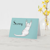 Carte Caricature de chat blanc dessinant gratter et déch (Fleur jaune)