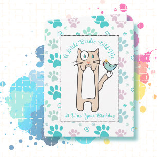 Carte Caricature de chat mignonne amusant dire avec l'oi