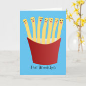 Carte Caricature de frites Cute kawaii fast food (Fleur jaune)