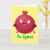 Carte Caricature de fruits à la grenade joyeux (Fleur jaune)