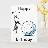 Carte Caricature de golf Joyeux anniversaire (Fleur jaune)