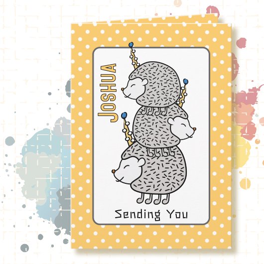 Carte Caricature de Hérisson pour enfants Joyeux anniver