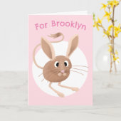 Carte Caricature de jerboa mignonne anniversaire personn (Fleur jaune)