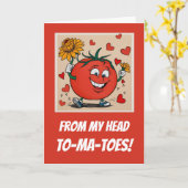 Carte Caricature de la tomate amoureuse pour l'anniversa (Fleur jaune)