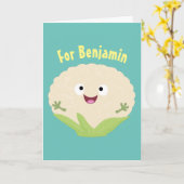 Carte Caricature de légume de chou-fleur joyeux (Fleur jaune)