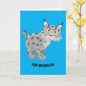 Carte Caricature de lynx de lynx de lynx (Fleur jaune)