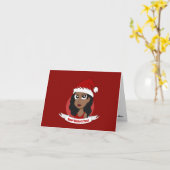 Carte Caricature de Noël pour la jeune femme (Fleur jaune)