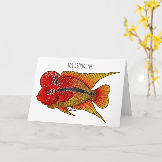 Carte Caricature de poisson cichlide à fleur (Fleur jaune)