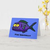 Carte Caricature de poisson de Piranha (Fleur jaune)