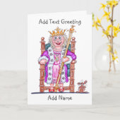 Carte Caricature de reine ou princesse femme (Fleur jaune)