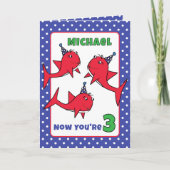 Carte Caricature de requins rouges pour le 3e anniversai (Devant)