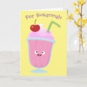 Carte Caricature de sundae de crème glacée aux fraises c (Fleur jaune)