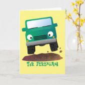 Carte Caricature de voiture 4 X4 hors route (Fleur jaune)