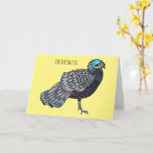 Carte Caricature d'oiseau de faisan paon de Bornéo (Fleur jaune)