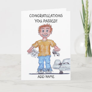 Carte Caricature d'un homme heureux qui vient de passer 