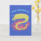 Carte Caricature humoristique murène verte (Fleur jaune)