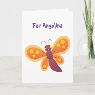 Carte Caricature joli papillon orange