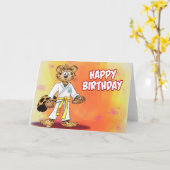 Carte caricature karaté anniversaire (Fleur jaune)
