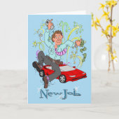 Carte Caricature masculine du nouveau travail (Fleur jaune)