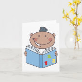 Carte Caricature mignonne enfant Lire un livre de chiffr (Fleur jaune)