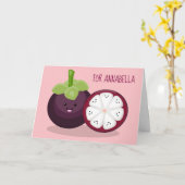 Carte Caricature mignonne mauve mangouste (Fleur jaune)