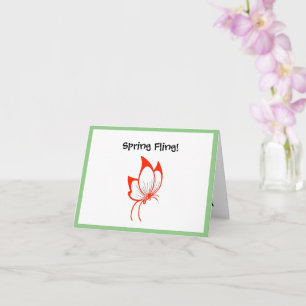 Carte Caricature papillon orange, joli jardin Nature Art