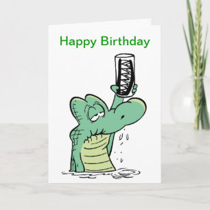 Carte Caricature pour l'anniversaire du crocodile des se