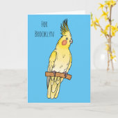 Carte Caricature pour oiseaux Cockatiel (Fleur jaune)