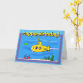 Carte Caricature sous-marine joyeuse (Fleur jaune)