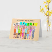 Carte Caricatures de personnes encourageant (Fleur jaune)