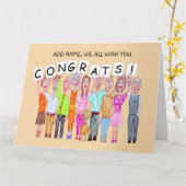 Carte Caricatures de personnes souhaitant félicitations (Fleur jaune)