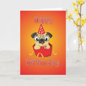 Carte carlin - boîte - joyeux anniversaire (Fleur jaune)