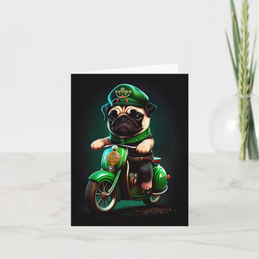 Carte Carlin Chien Conduite Vélo St. Patrick's Day (Devant)