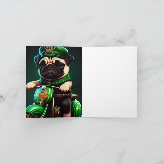 Carte Carlin Chien Conduite Vélo St. Patrick's Day (Intérieur)