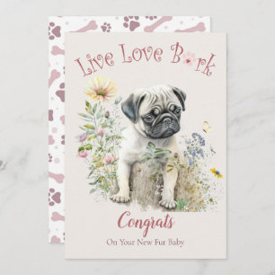Carte Carlin Chien Maman Adoption Florale