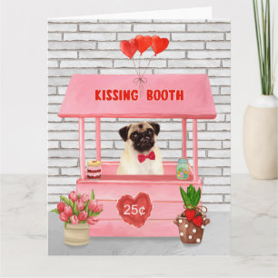 Carte Carlin Chien Valentine's Day Kissing Booth