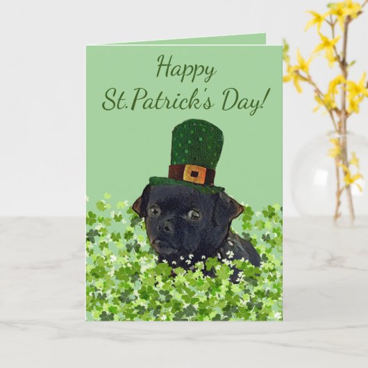Carte Carlin Chug Dog St. Patrick's Day (Fleur jaune)