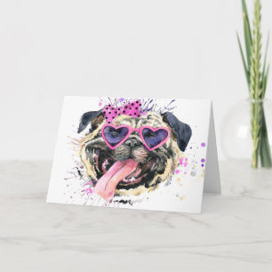 Carte Carlin d'aquarelle rose