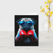 Carte Carlin de boxe Chien Cool de kickboxing (Fleur jaune)