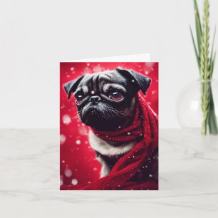 Carte Carlin d'hiver Puppy Grey Card