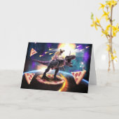 Carte Carlin équitation dinosaur licorne dans l'espace (Fleur jaune)