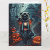 Carte Carlin équitation moto Halloween effroi (Fleur jaune)