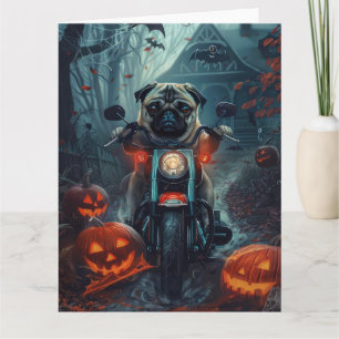 Carte Carlin équitation moto Halloween effroi