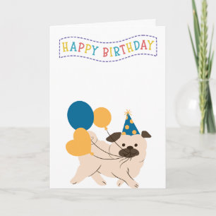 Carte Carlin lumineux et mignon Anniversaire