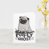 Carte Carlin-ly Ghost Funny Chien Puns Halloween Proprié (Fleur jaune)