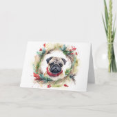 Carte Carlin Noël Wreath Festive Pup (Devant)