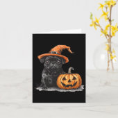 Carte Carlin Noir Avec Casquette Sorcière Et Carlin Citr (Fleur jaune)