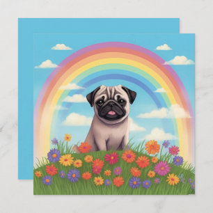 Carte Carlin Rainbow Bridge Nom personnalisé Chien Sympa