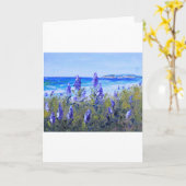 Carte Carmel California, Plage, Lupins, Art Paysage (Fleur jaune)