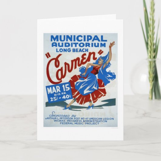 Carte Carmen Long Beach 1938 WPA (Devant)